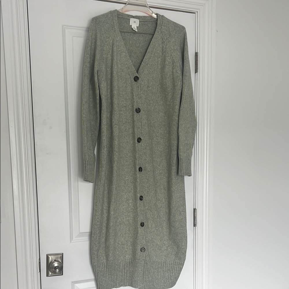 HM GREEN MAXI SWEATER CARDIGAN